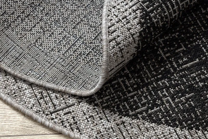 TEPPICH SISAL FLOORLUX 20401 Rahmen KREIS schwarz / silber 