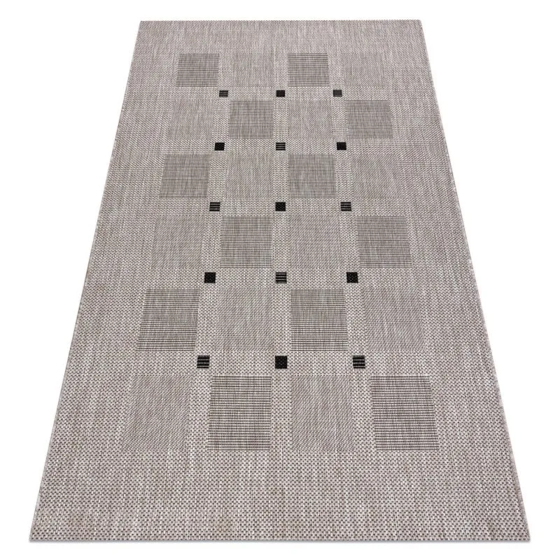 TEPPICH SISAL FLOORLUX 20079 Quadrate silber / schwarz 