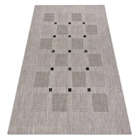 TEPPICH SISAL FLOORLUX 20079 Quadrate silber / schwarz 
