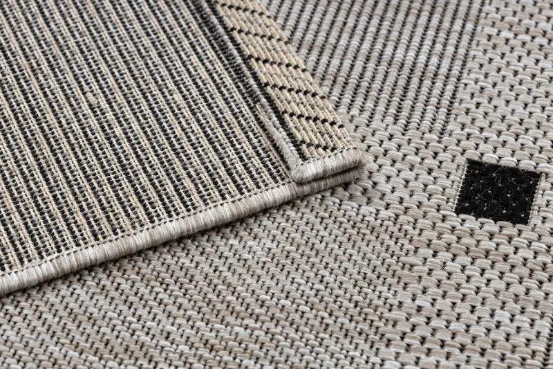 TEPPICH SISAL FLOORLUX 20079 Quadrate silber / schwarz 