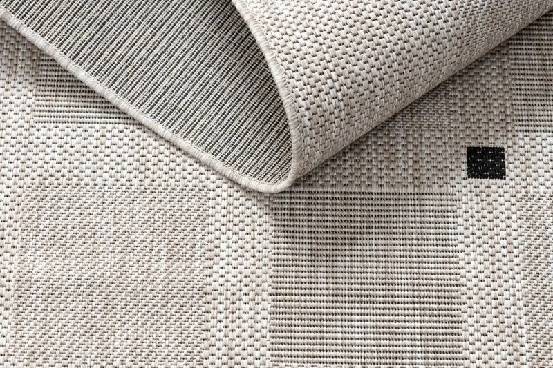 TEPPICH SISAL FLOORLUX 20079 Quadrate silber / schwarz 