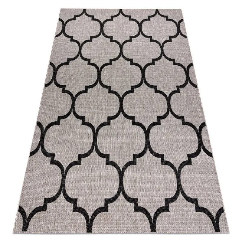 TEPPICH SISAL FLOORLUX 20608 Marokkanisches Spalier, Trellis silber / schwarz 