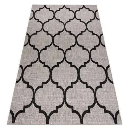 TEPPICH SISAL FLOORLUX 20608 Marokkanisches Spalier, Trellis silber / schwarz 