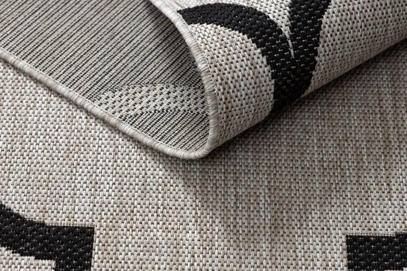 TEPPICH SISAL FLOORLUX 20608 Marokkanisches Spalier, Trellis silber / schwarz 