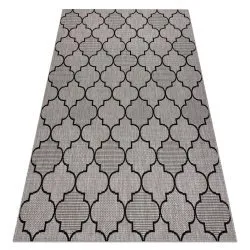 TEPPICH SISAL FLOORLUX 20607 Marokkanisches Spalier, Trellis silber / schwarz 