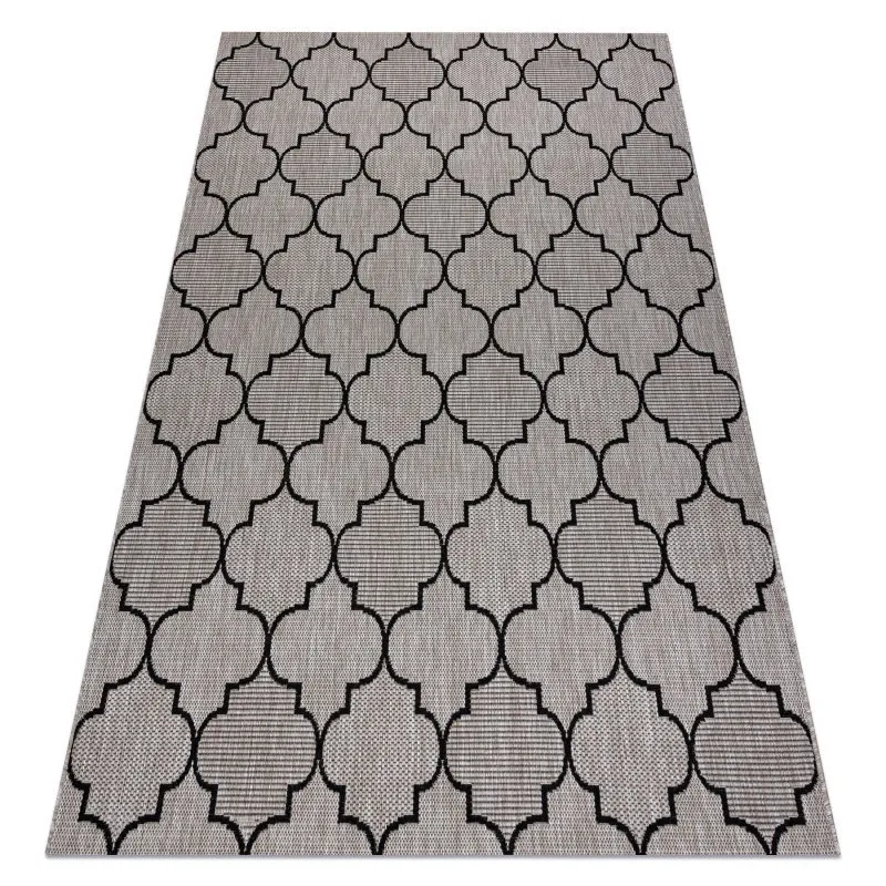 TEPPICH SISAL FLOORLUX 20607 Marokkanisches Spalier, Trellis silber / schwarz 