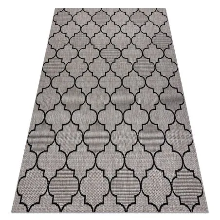 TEPPICH SISAL FLOORLUX 20607 Marokkanisches Spalier, Trellis silber / schwarz 