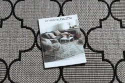 TEPPICH SISAL FLOORLUX 20607 Marokkanisches Spalier, Trellis silber / schwarz 