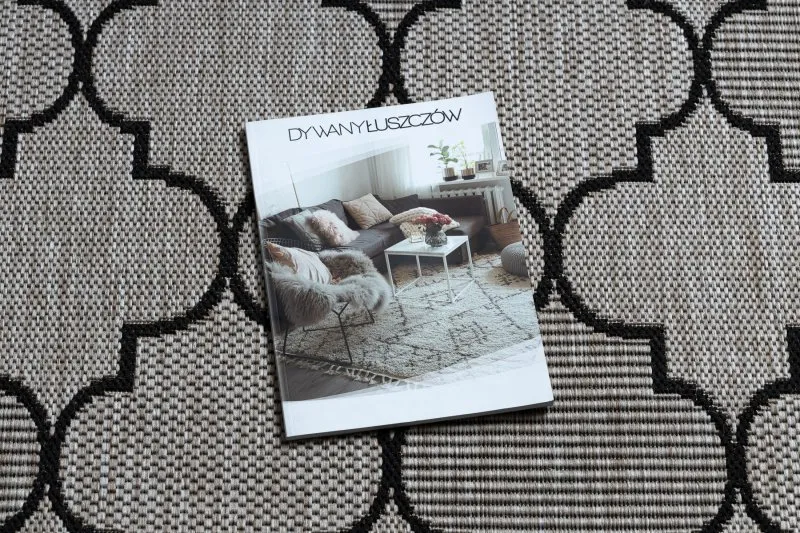 TEPPICH SISAL FLOORLUX 20607 Marokkanisches Spalier, Trellis silber / schwarz 