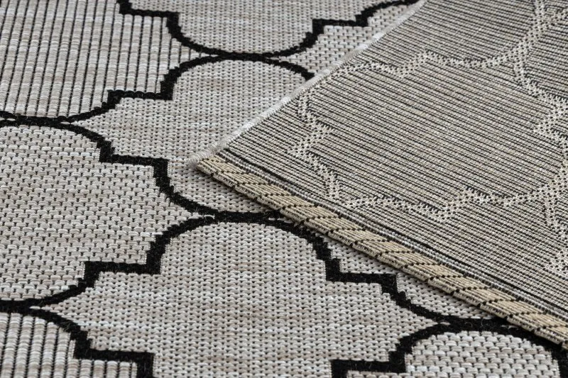 TEPPICH SISAL FLOORLUX 20607 Marokkanisches Spalier, Trellis silber / schwarz 