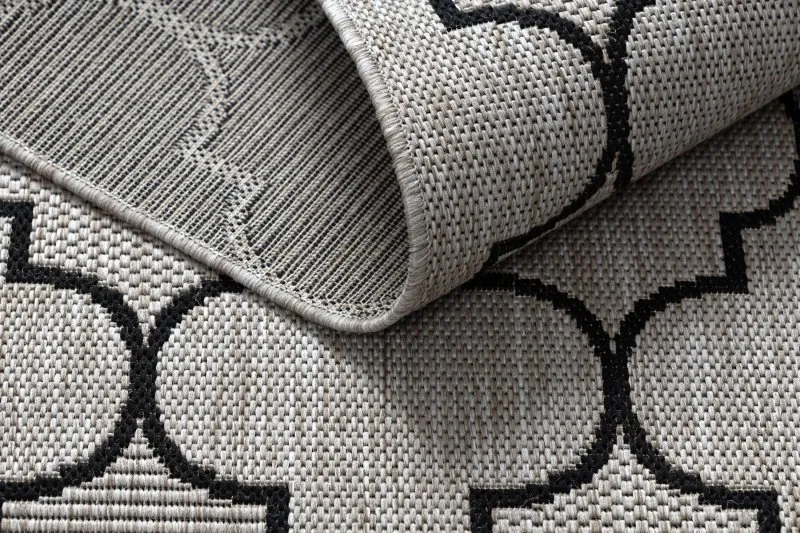 TEPPICH SISAL FLOORLUX 20607 Marokkanisches Spalier, Trellis silber / schwarz 