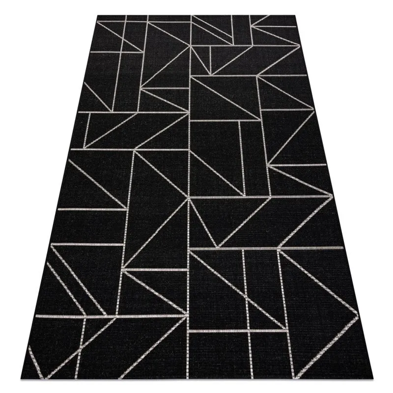 TEPPICH SISAL FLOORLUX 20605 schwarz / silber DREIECKE, GEOMETRISCH