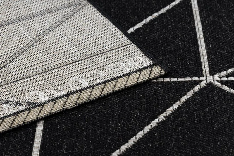 TEPPICH SISAL FLOORLUX 20605 schwarz / silber DREIECKE, GEOMETRISCH