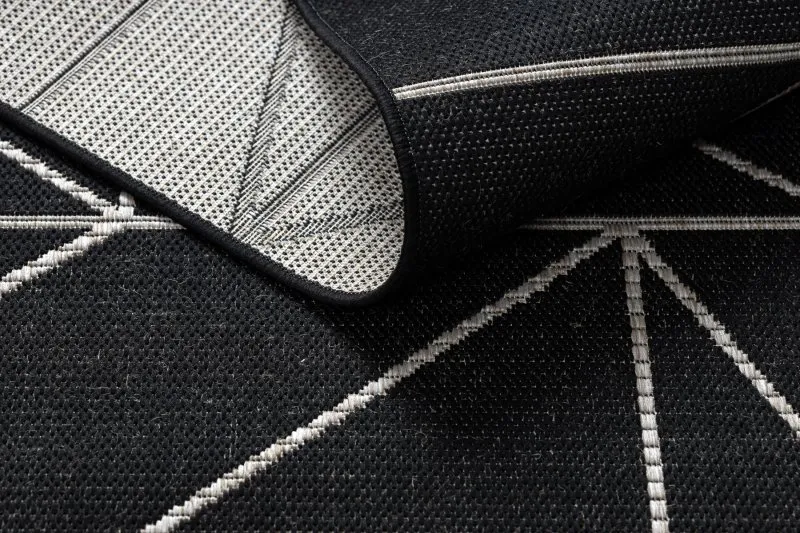 TEPPICH SISAL FLOORLUX 20605 schwarz / silber DREIECKE, GEOMETRISCH