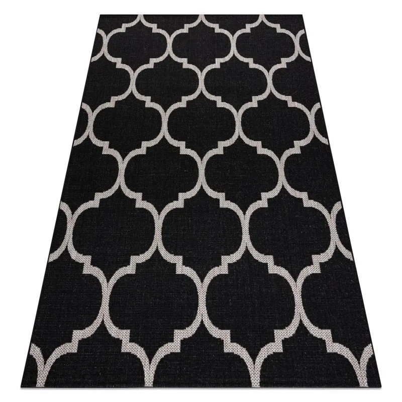 TEPPICH SISAL FLOORLUX 20608 Marokkanisches Spalier, Trellis schwarz / silber 