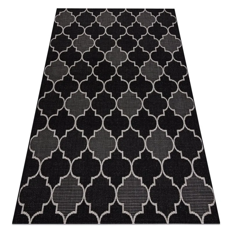 TEPPICH SISAL FLOORLUX 20607 Marokkanisches Spalier, Trellis schwarz / silber