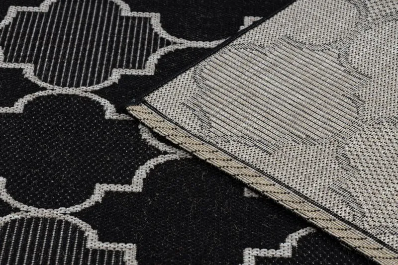 TEPPICH SISAL FLOORLUX 20607 Marokkanisches Spalier, Trellis schwarz / silber