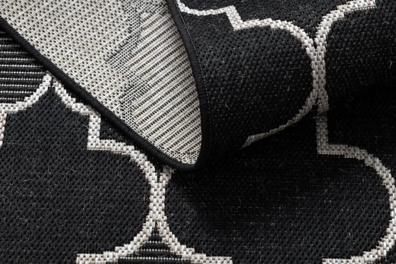 TEPPICH SISAL FLOORLUX 20607 Marokkanisches Spalier, Trellis schwarz / silber