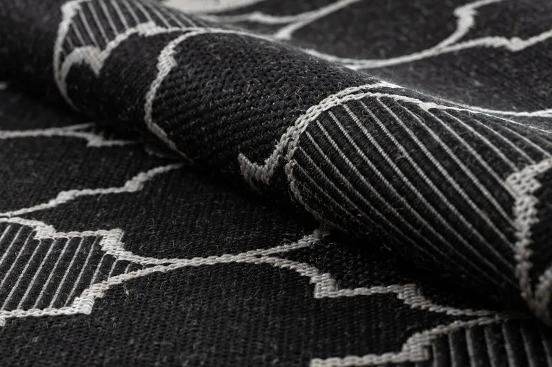 TEPPICH SISAL FLOORLUX 20607 Marokkanisches Spalier, Trellis schwarz / silber
