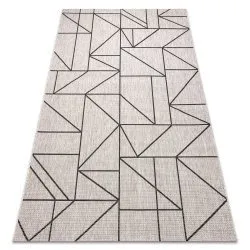 TEPPICH SISAL FLOORLUX silber / schwarz / beige DREIECKE, GEOMETRISCH