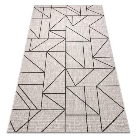 TEPPICH SISAL FLOORLUX 20605 silber / schwarz / beige DREIECKE, GEOMETRISCH