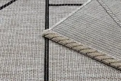 TEPPICH SISAL FLOORLUX 20605 silber / schwarz / beige DREIECKE, GEOMETRISCH