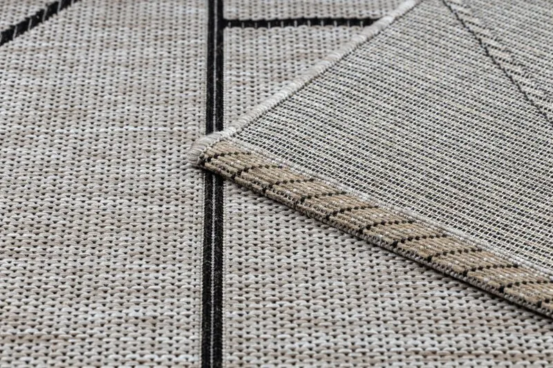 TEPPICH SISAL FLOORLUX 20605 silber / schwarz / beige DREIECKE, GEOMETRISCH