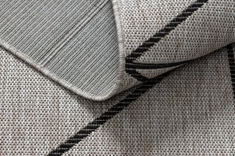 TEPPICH SISAL FLOORLUX 20605 silber / schwarz / beige DREIECKE, GEOMETRISCH