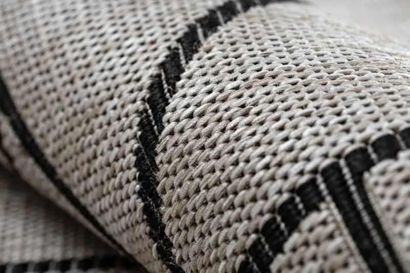 TEPPICH SISAL FLOORLUX 20605 silber / schwarz / beige DREIECKE, GEOMETRISCH