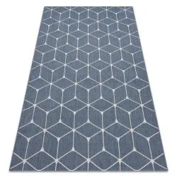 Teppich FLAT SISAL - 3D-Würfel blau