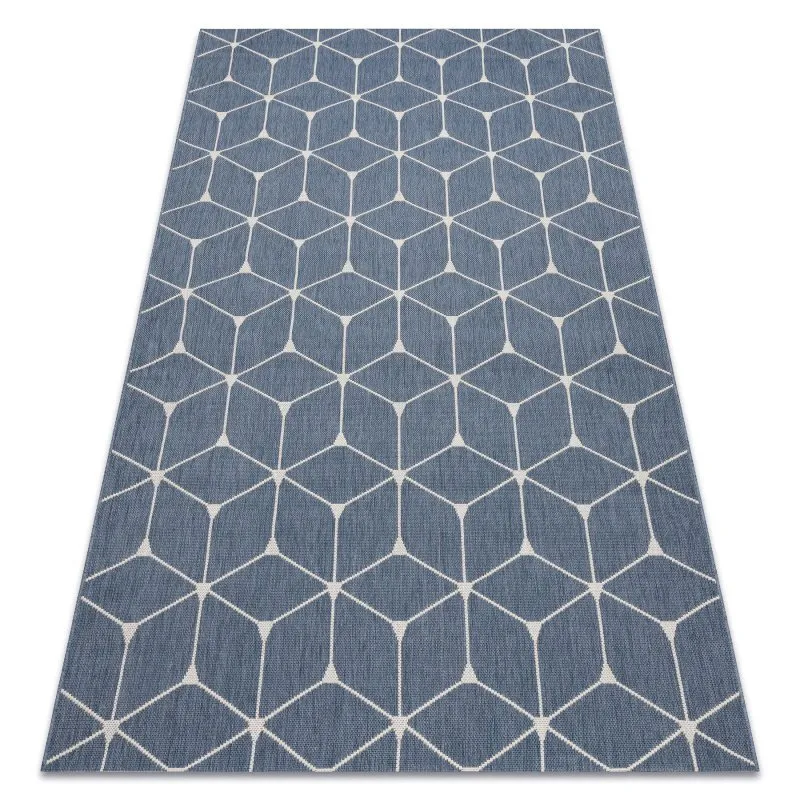 Teppich FLAT 48721/591 SISAL - 3D-Würfel blau