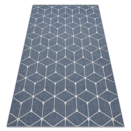 Teppich FLAT 48721/591 SISAL - 3D-Würfel blau