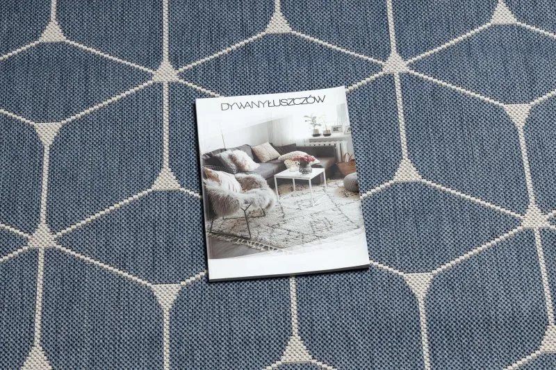 Teppich FLAT 48721/591 SISAL - 3D-Würfel blau