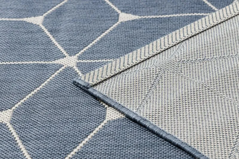 Teppich FLAT 48721/591 SISAL - 3D-Würfel blau