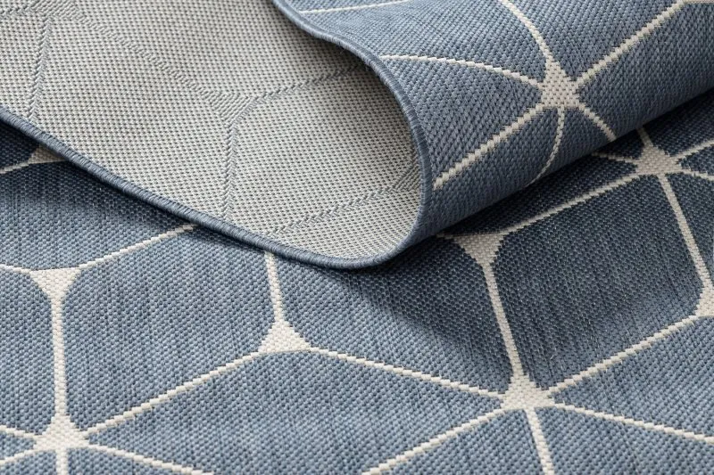 Teppich FLAT 48721/591 SISAL - 3D-Würfel blau