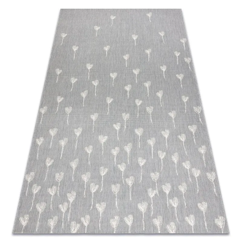 Teppich FLAT 48779/637 Blumen - grau creme