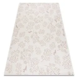 Teppich FLAT Laub Vögel - creme rosa