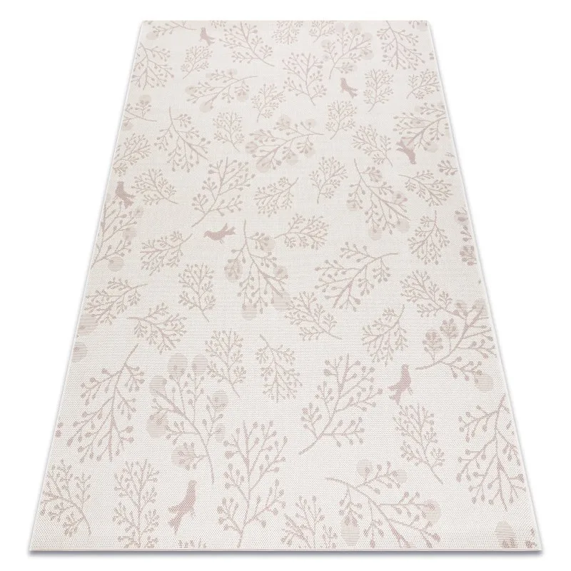 Teppich FLAT 48774/526 Laub Vögel - creme rosa