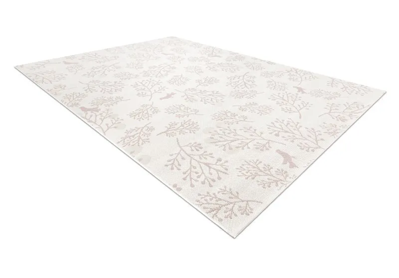 Teppich FLAT 48774/526 Laub Vögel - creme rosa