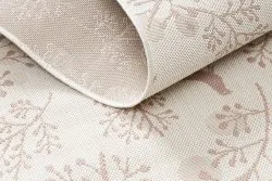 Teppich FLAT 48774/526 Laub Vögel - creme rosa