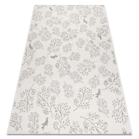 Teppich FLAT 48774/367 Laub Vögel - creme grau