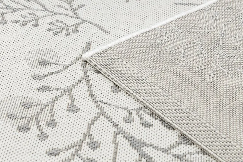 Teppich FLAT 48774/367 Laub Vögel - creme grau