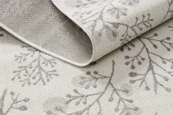 Teppich FLAT 48774/367 Laub Vögel - creme grau