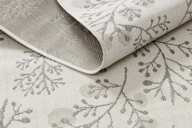 Teppich FLAT 48774/367 Laub Vögel - creme grau