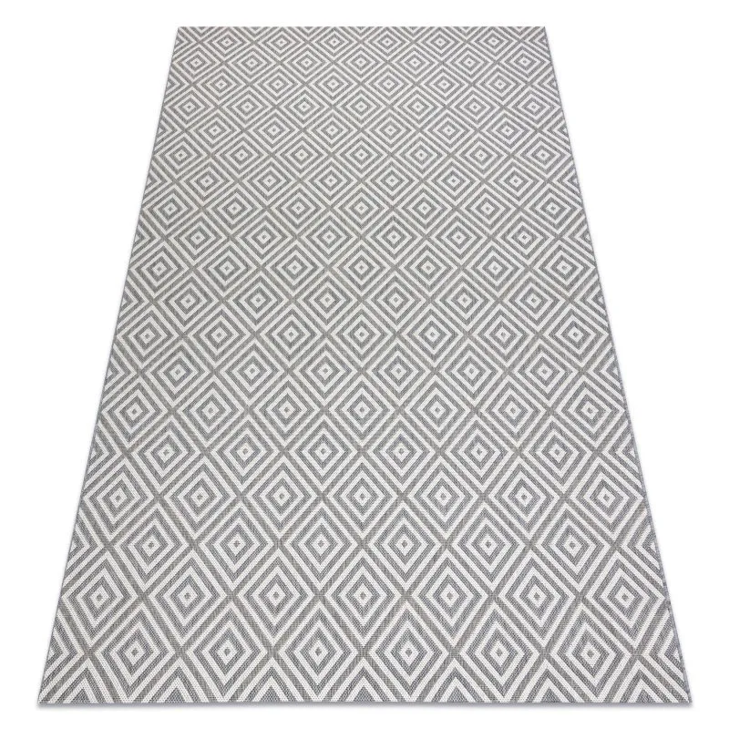 Teppich FLAT SISAL 48607637 Quadrate Diamanten grau / creme