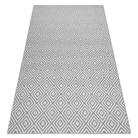 Teppich FLAT SISAL 48607637 Quadrate Diamanten grau / creme