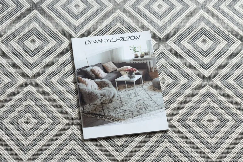 Teppich FLAT SISAL 48607637 Quadrate Diamanten grau / creme