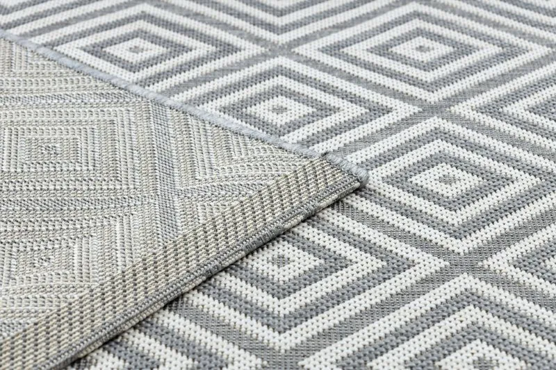 Teppich FLAT SISAL 48607637 Quadrate Diamanten grau / creme