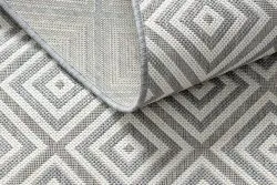 Teppich FLAT SISAL 48607637 Quadrate Diamanten grau / creme