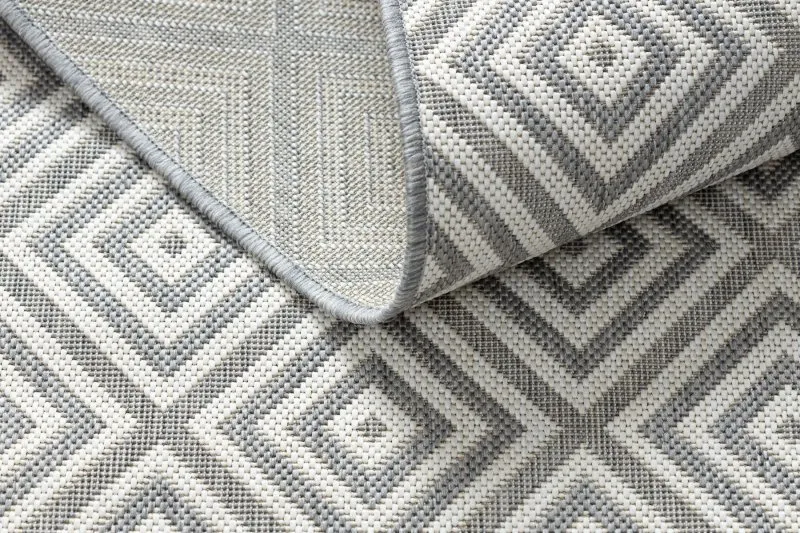 Teppich FLAT SISAL 48607637 Quadrate Diamanten grau / creme